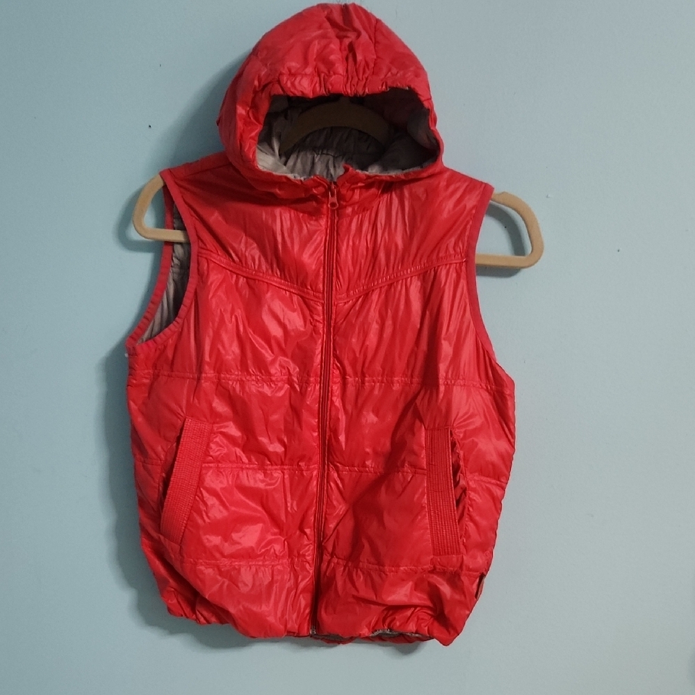 Cherry Red Hooded Quilted Vest